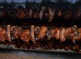 Char-grilled traditional meat skewer